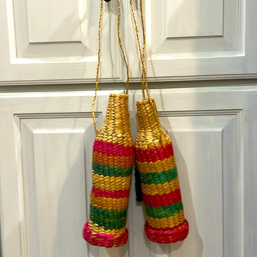 Wicker Boho Hanging Wine Bottle Holders